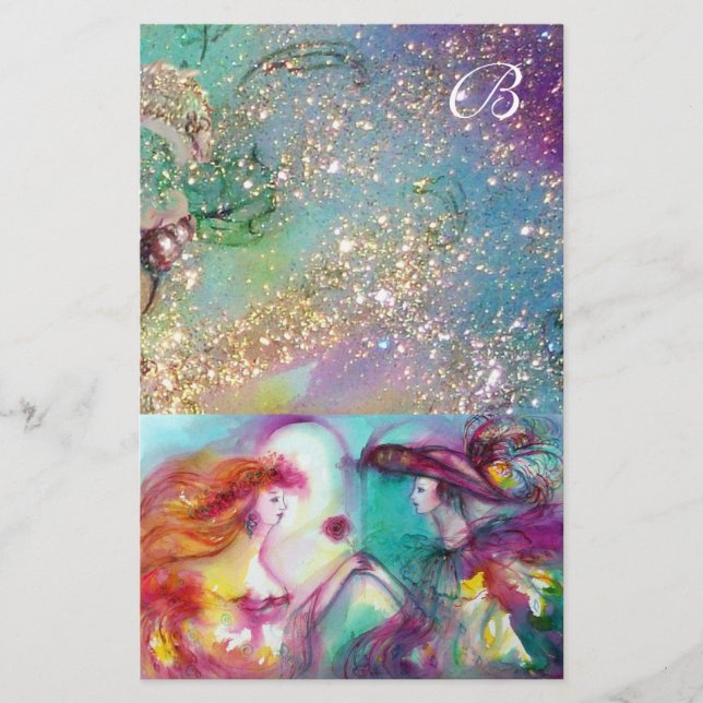 PAPETERIE ROMÉO ET JULIET, TURQUOISE BLEU OR SPARKLES MONOGR (Devant)