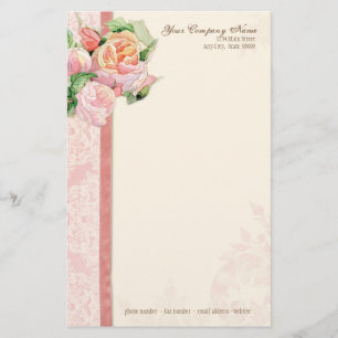 Papeterie Rose Antique Vintage Élégant Lavish Rose français