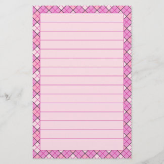 Papeterie rose de plaid rayée