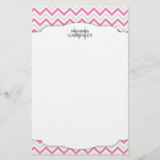 Papeterie Rose et moderne de Chevron personnalisés