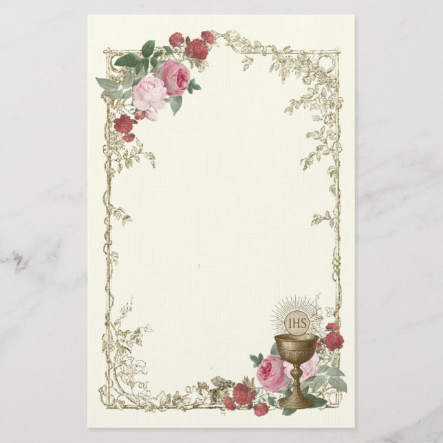 Papeterie Rose eucharistique catholique et communion de Chal (Devant)