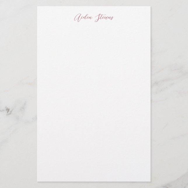 Papeterie Rose Gold Élégant Calligraphie Nom Blanc (Devant)