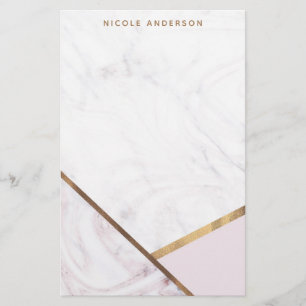 Papeterie Rose Gold Marble Swirl & Blush Pink Bronze Glam