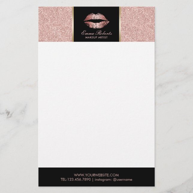 Papeterie Rose  Gold Parties scintillant Lips Salon moderne (Devant)