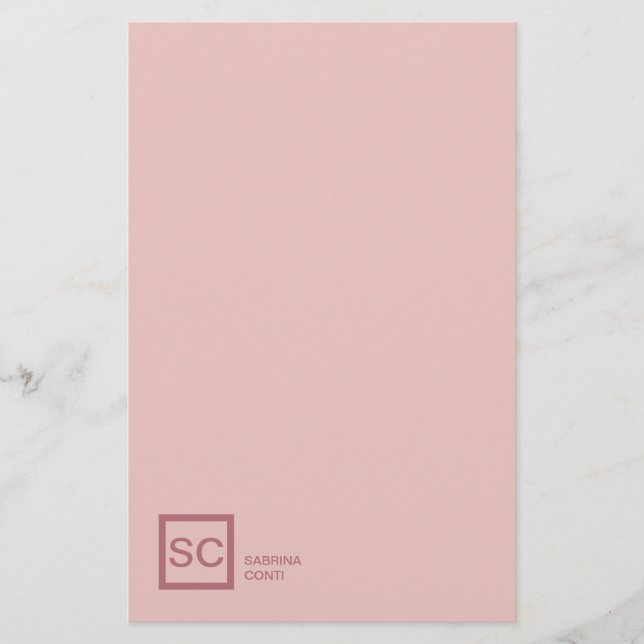 Papeterie Rose or couleur professionnelle girly nom monogram (Devant)