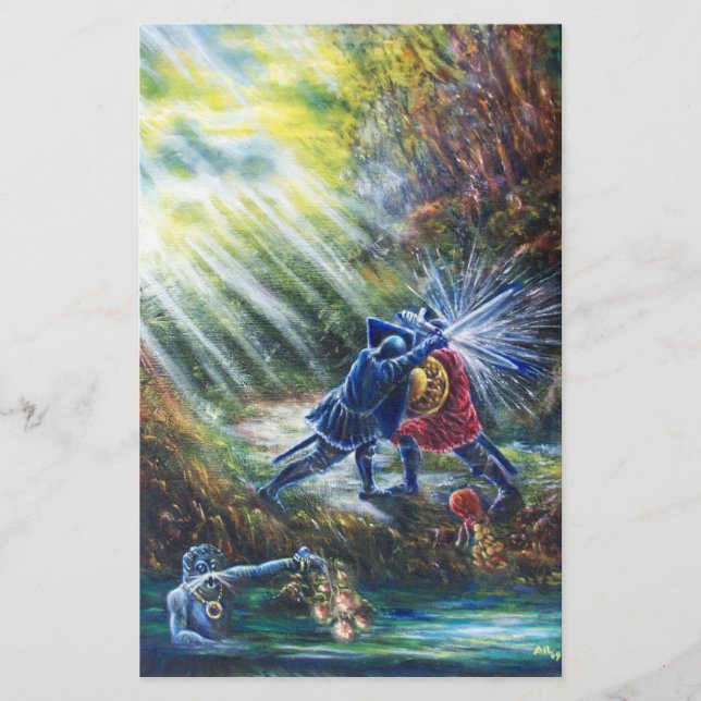 Papeterie ROSE OUBLIÉ combattant les chevaliers, l'argent et (Devant)