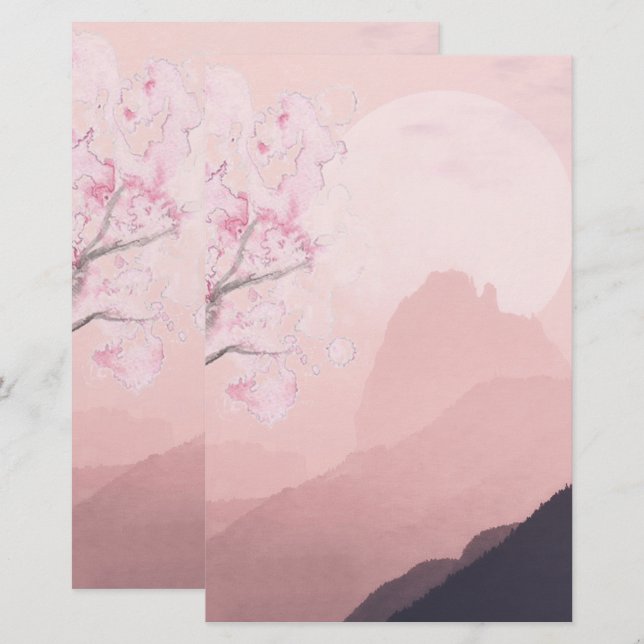 Papeterie rose pâle de l'horizon (Devant / Derrière)