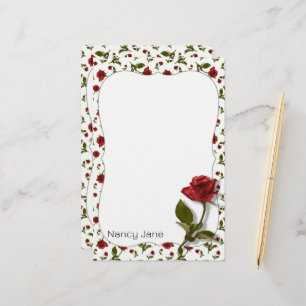 Papeterie Rose rouge et pierre - Motif de la photographie fl