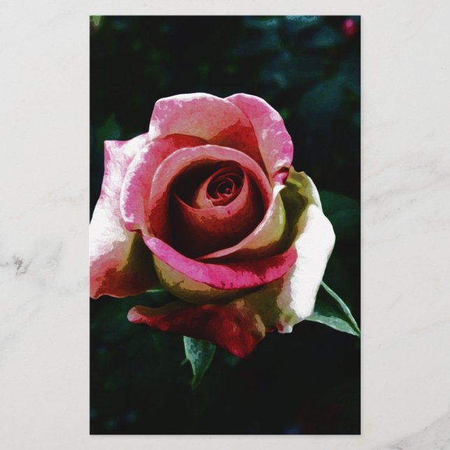 Papeterie Rose rouge peinte à l'huile (Devant)