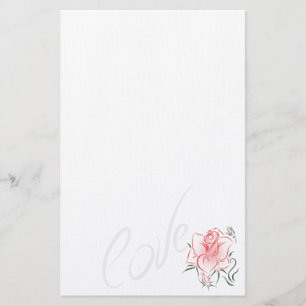 Papeterie Rose rouge stylisée et amour