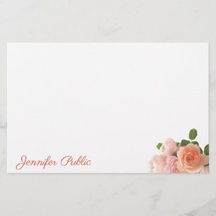 Papeterie Roses d'aquarelle personnalisés par manuscrit de