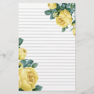 Papeterie Roses jaunes rayés