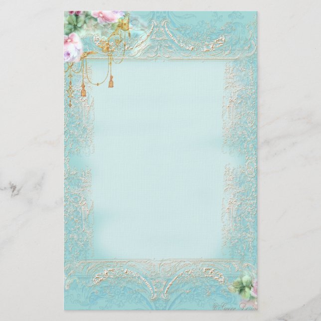 Papeterie Roses roses et dentelles roses (Devant)