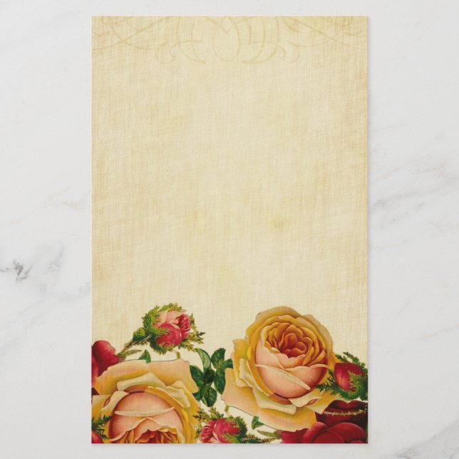 Papeterie Roses vintages sur Parchment (Devant)