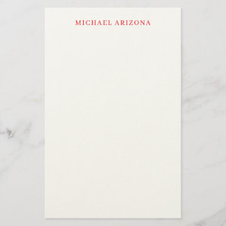 Papeterie Rouge Blanc Minimaliste Simple Plain Moderne Propr