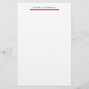 Papeterie Rouge Blanc Professionnel Simple Minimaliste