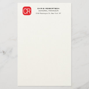 Papeterie Rouge Blanc Professionnel Uni Monogrammé