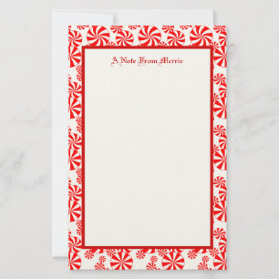 Papeterie Rouge de Noël à la menthe poivrée éditable 5,5" x