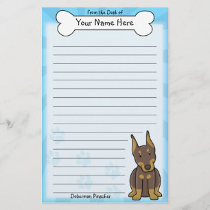 Papeterie rouge de Pinscher de dobermann de Kawaii