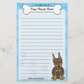 Papeterie rouge de Pinscher de dobermann de Kawaii