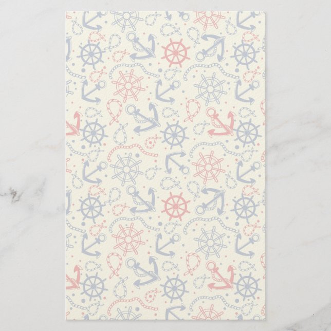 Papeterie Rouge et arrière - plan de marine avec l'ancre (Devant)