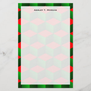 Papeterie Rouge et vert 3D Look Cubes Enveloppe fantaisie de