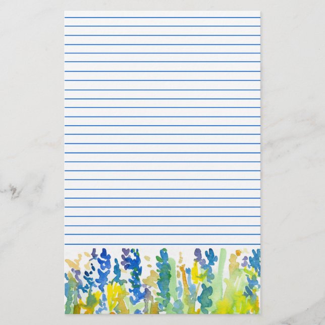 Papeterie Royal Bleu clair Aquarelle Jaune Fleurs Liner (Devant)