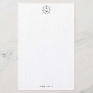 Papeterie Royal Monogram Crest Classic Noir Personnalisé