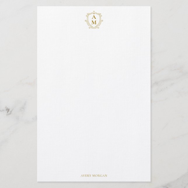 Papeterie Royal Monogram Crest Luxury Gold Personnalisé (Devant)
