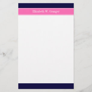 Papeterie Ruban Monogramme Navy Blue uni Rose Choc #2 Nom