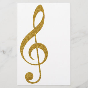 Papeterie sa note musicale à clé dorée