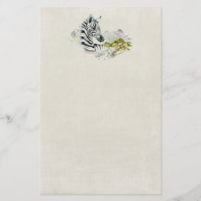 Papeterie Safari Zebra Wild Animal Exotique En Aquarelles (Devant)