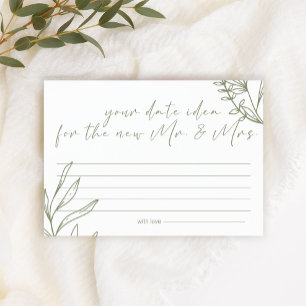 Papeterie Sage Boho Fleurs Idée de Soirée de Rendez-vous Jeu