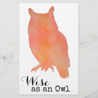 Papeterie Sage comme une aquarelle de bois de hibou