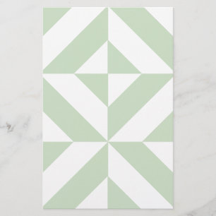 Papeterie Sage Green Geometric Deco Cube Pattern