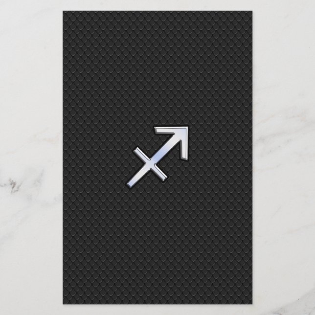 Papeterie Sagittarius Zodiac Sign on Black Snake Skin Decor (Devant)