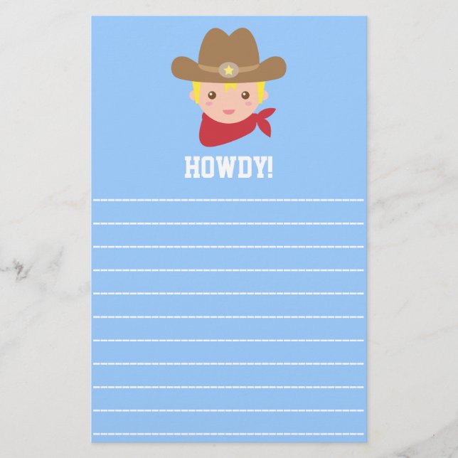 Papeterie Salut, joli cow-boy pour les petits garçons (Devant)