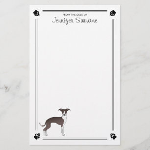 Papeterie Sceau Et Blanc Italien Greyhound Avec Pattes Et Te