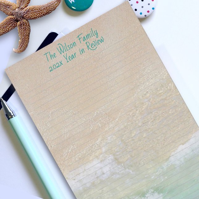 Papeterie Scène de plage avec lignes de sable océanique Écri (Créateur téléchargé)
