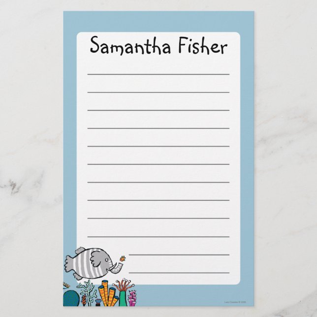 Papeterie Scène mignonne de poissons d'éléphant avec le (Devant)