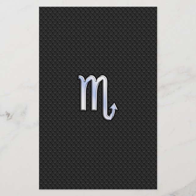 Papeterie Scorpio Zodiac Chrome Comme Symbole Serpent Noir D (Devant)