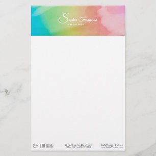 Papeterie Script d'aquarelle moderne Arc-en-ciel Pastel pape