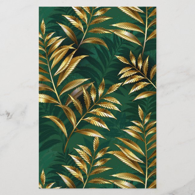 Papeterie Seamless pattern with golden ferns (Devant)