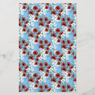 Papeterie Shabby imprimé chic de fleurs rouges rouges rouges