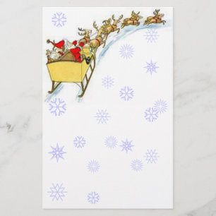Papeterie Sheetpaper Père Noël vintage pilotant le renne