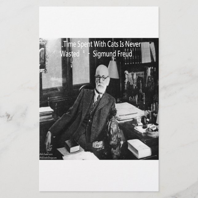 Papeterie Sigmund Freud Dans Son Bureau & Citation de Chat D (Devant)