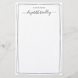Papeterie Signature de calligraphie de fille Script une note