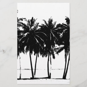 Papeterie Silhouette de palmiers noirs et blancs