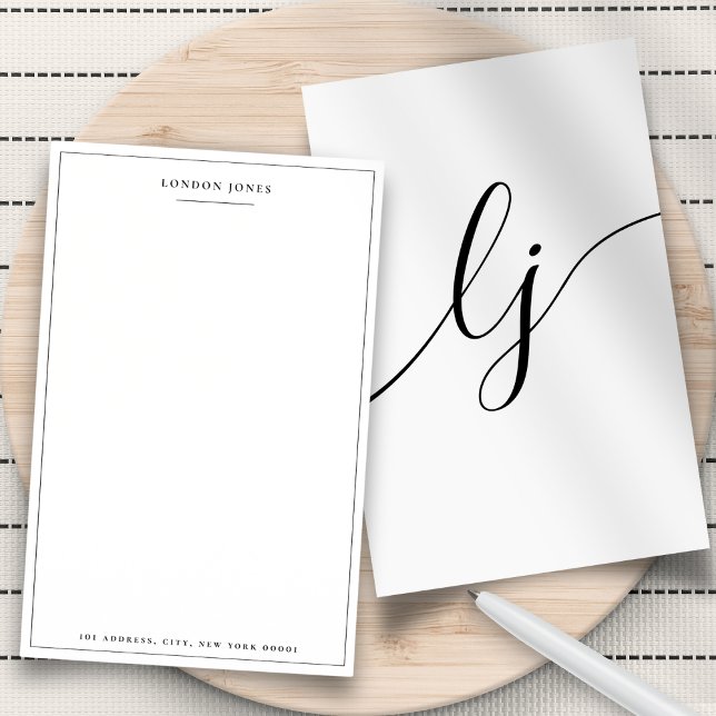 Papeterie Simple calligraphie Monogramme personnalisé (Créateur téléchargé)