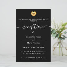 Simple Gold Heart Réception moderne Invitation